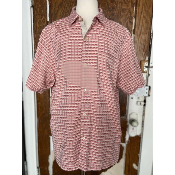 TOMMY BAHAMA Geovanni Geo Pink 100% Silk Camp Shirt sz XL - Picture 2 of 10